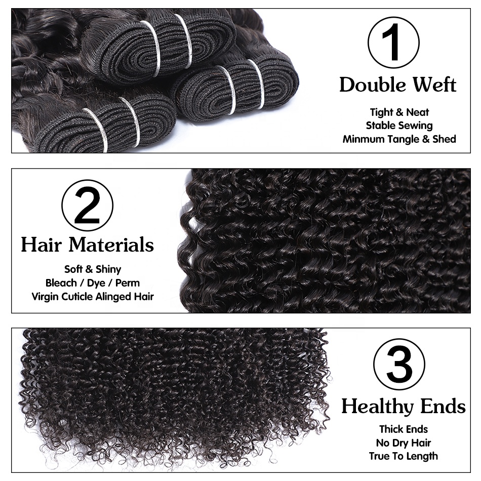 8A Grade Virgin Peruvian Kinky Curly Human Hair Bundles And Pre Plucked Swiss Lace Frontal Closure Free Part