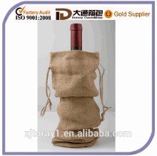 Drawstring Jute Wine Bag for One Bottle