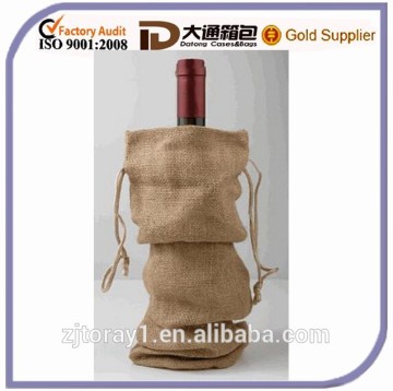 Drawstring Jute Wine Bag for One Bottle