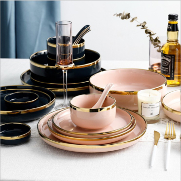 Wholesale Luxury Gold Plated Ceramic Dinnerware Sets