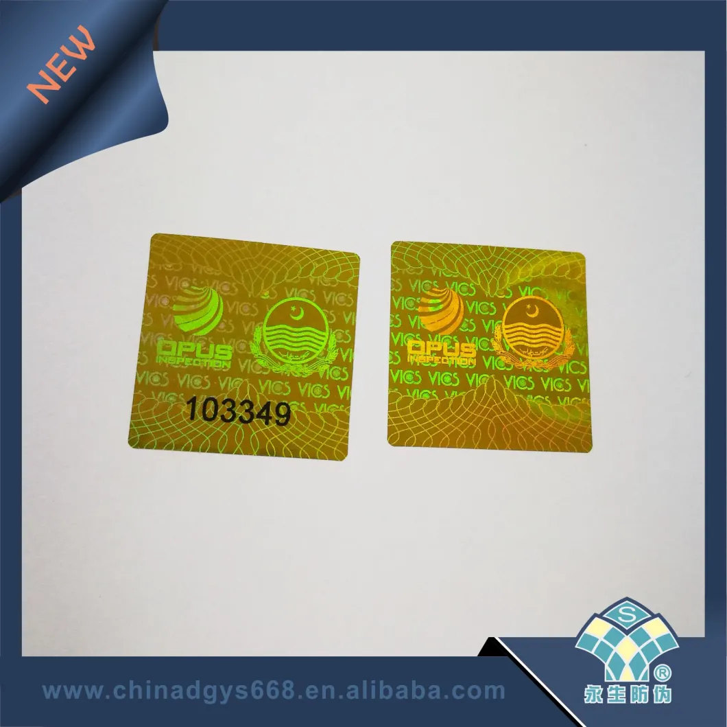 Professional Making Glittery Hologram Serial Number Stickers Gold