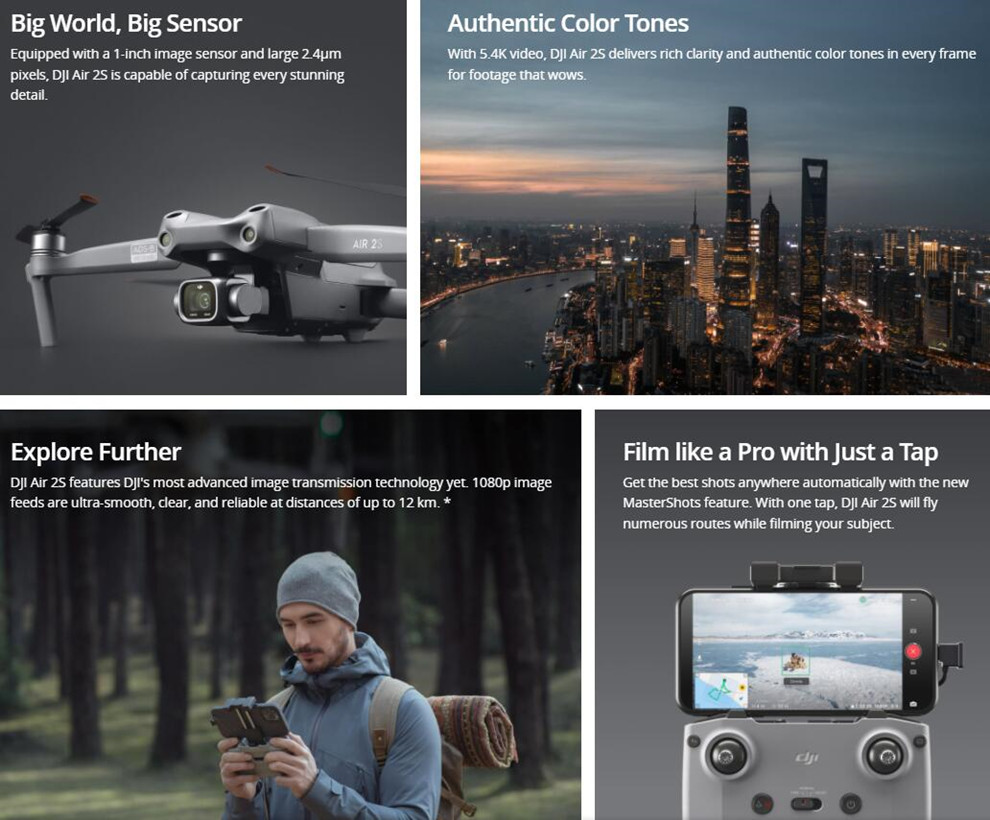 DJI Air 2S Fly More Combo (DJI Smart Controller) with 5.4K video and 12K image transmission