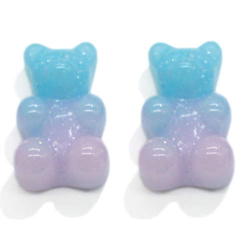 Venta caliente Gummy Bear Resina Cabochon Gradient Rampa Color Flatback Animal Charms para llavero Drop Earring Making