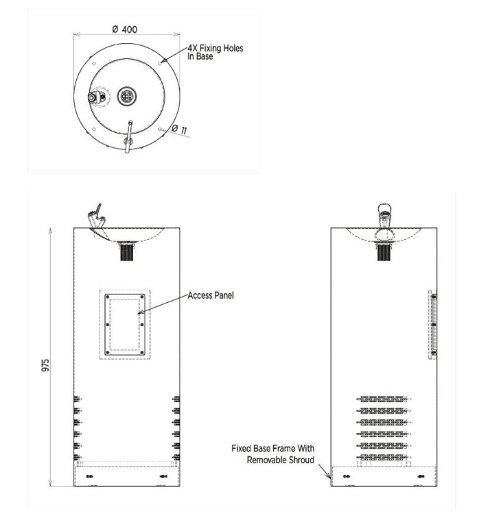 dimension of drinking fountain