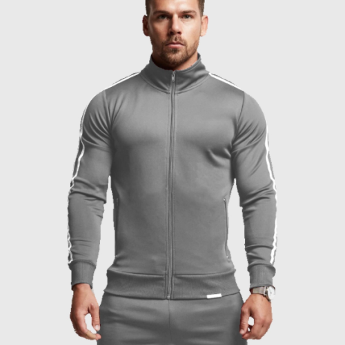 Cotton Polyester Zipper Men's Track Jackets Custom