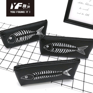 Custom popular fishbone series cute silicone pencil case