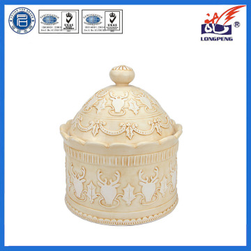 Personalized Holiday Ceramic Cookie Jar with lid,White Biscuit Jar,Vintage Cream Large Biscuit Tin