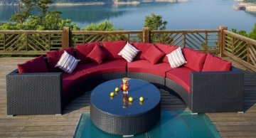 Rattan Patio Furniture Round Sofa Garden Lounge Set 