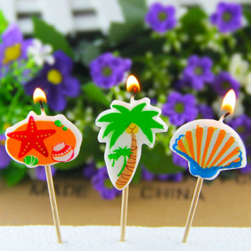 fancy beach coconut tree pick birthday party candles