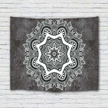 Bohemian Tapestry Wall Hanging Mandala Indian Boho Hippie Grey Wall Tapestry Psychedelic for Livingroom Bedroom Dorm Home Decor