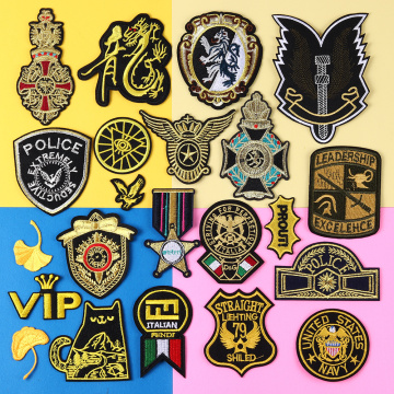 Gold Embroidery Military Patches for Clothing Tactical