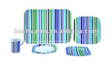 Luxury 5pcs colored square american melamine dinnerware sets