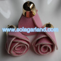 Borla de flecos de flor rosa de cuero de imitación de 30 * 40 mm para bolso