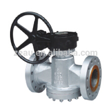 Inverted pressure balance lubricated plug valve