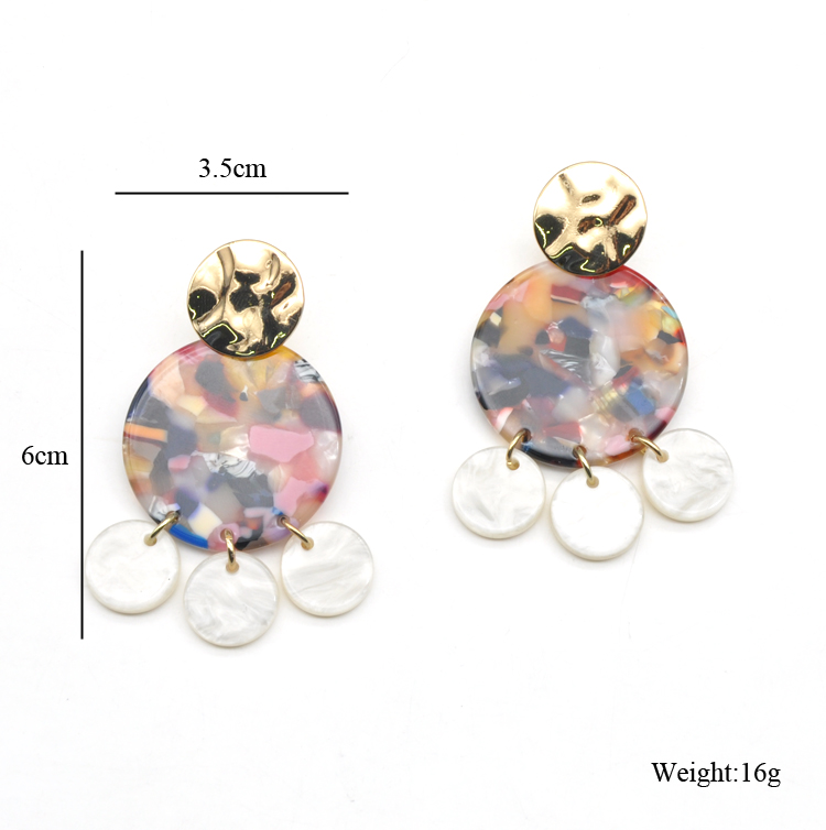 2021 AW collection round rainbow acetate acrylic stud dangle charm earrings