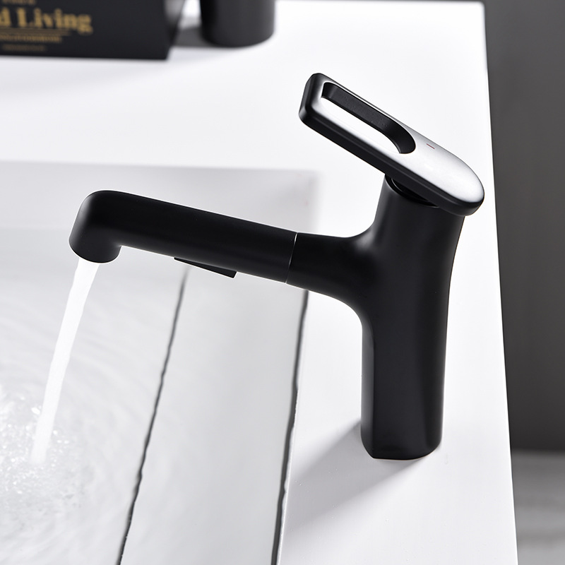 Black Single Handle Pull Faucet