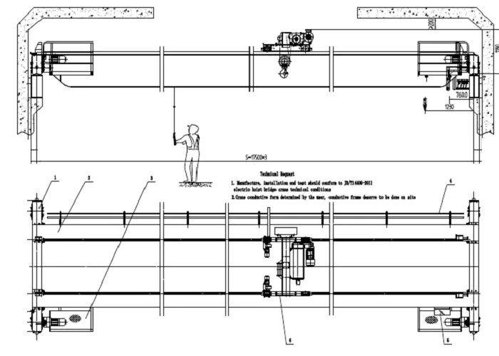 Double Girder Overhead Crane- Lh-10t-17.5m-9m for Cement Plant