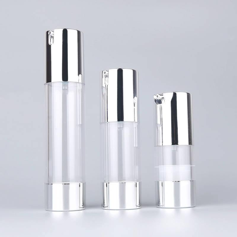 Wholesale manufacturers airless bottle 50ml airless cosmetic bottles with silver cap