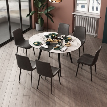 Extendable Solid Wood Rock Top Dining Room Table