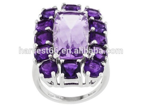 Amethyst 13.00ct With 6.88ctw African Amethyst Sterling Silver Ring