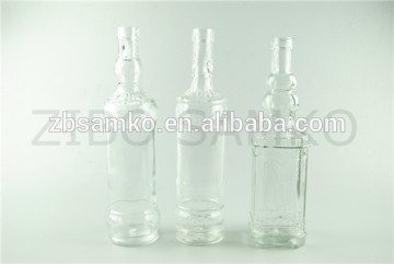 Square clear glass wine bottle with cork