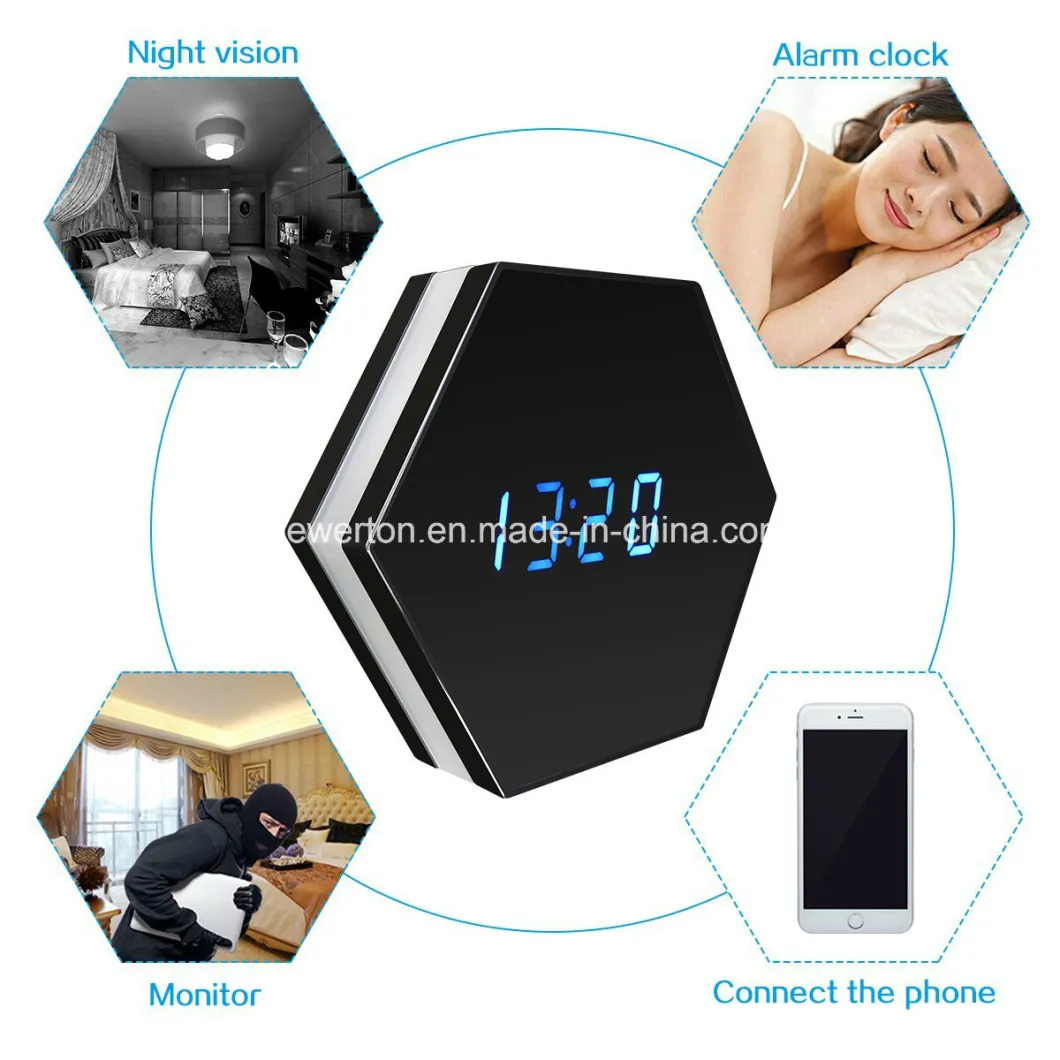 Newest Colourful 1080P WiFi Camera Clock with Video Duration Over 4 Hours WiFi Clock Camera