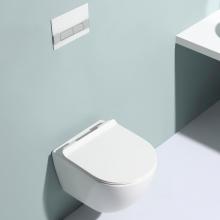 Bathroom wall hung round ceramic rimless mounted toilet