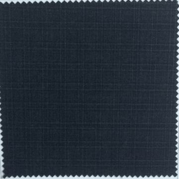 Dark Teal Blue Check Woven Worsted Fabric