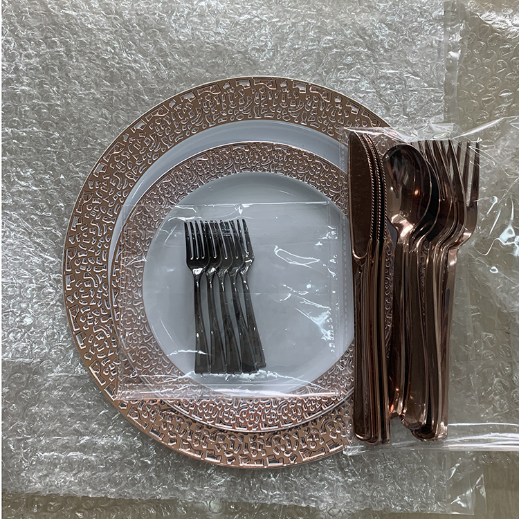 175 Piece Silverware Party Supplies Set - Disposable Dinnerware Set Heavyweight Plastic Tableware Set for Wedding