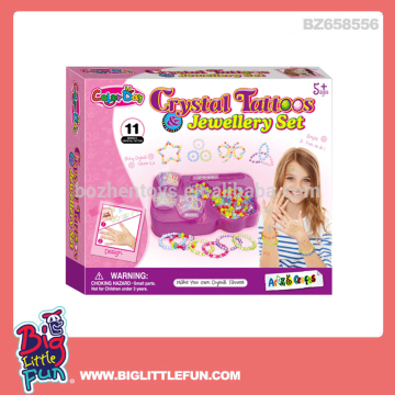 Crystal glitter tattoo kit toy with bead bracelet