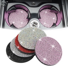 Water Luxury Bling Rhinestone Diamond Coaster - Round Silicone Non-slip Insulation Pad