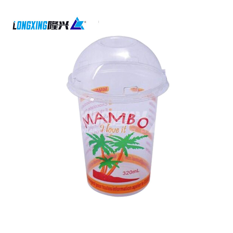 wholesale 16oz take away cold drink beverage packaging PP transparent ice cream juice disposable cup with lid