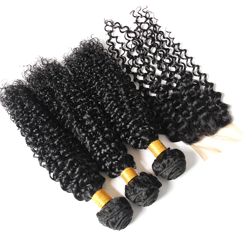 in stock mongolian kinky curly hair, natural color kinky curly hair with closure wholesale  custom logo,100% human hair bundles