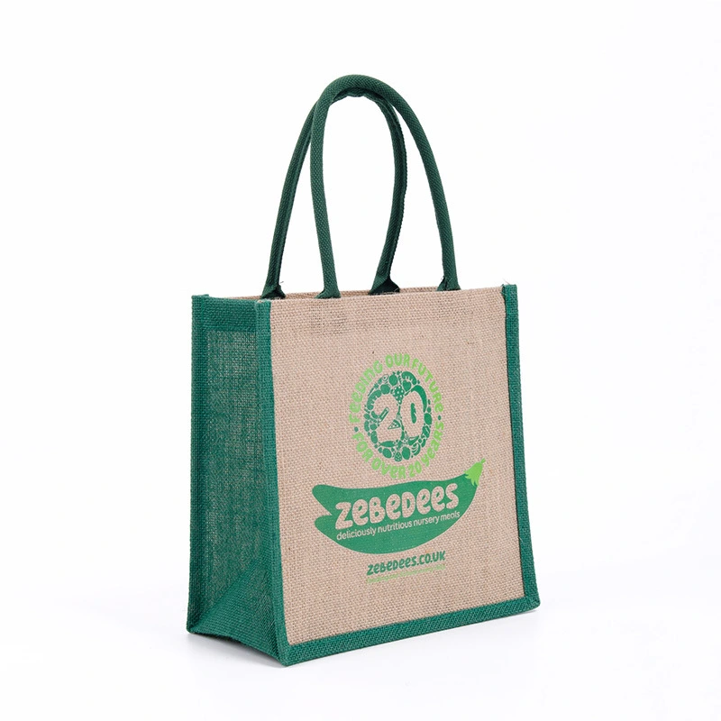 Promotional Gift Eco-Friendly Durable Reusable Jute Tote Bag with Customized Logo Printed