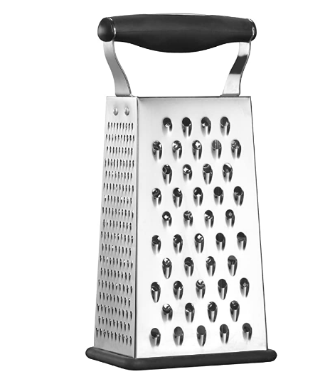 Boxed Grater, Stainless steel Black, One Size,With black handle