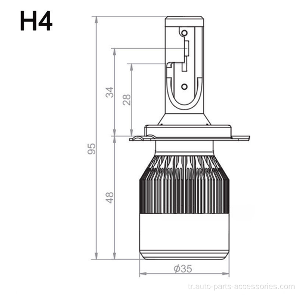 Otomobil Yeni 6000K H4 C6 3800LM 36W Kit