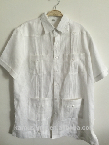 Mens Short Sleeve White Linen Guayabera Shirts