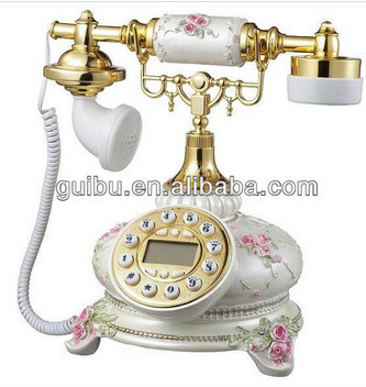 Chinese white with flower caving Vintage corded telephone