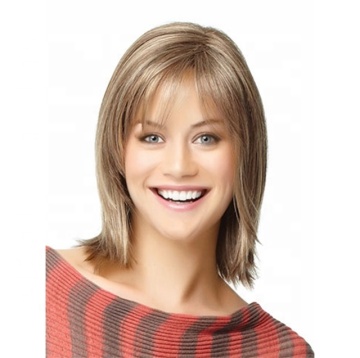 wholesale medium long gold hair synthetic wigs natural straight and kinky wave synthetic hair wigs for women