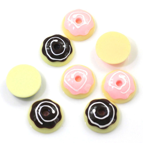 Plaksteen 23mm Leuke Ronde Cookies Dessert Vormige Hars Kralen Slime Voor DIY Kinderen Speelgoed Artikelen Kamer Ornamenten Charms