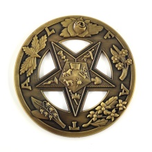 Custom OES Masonic FATAL 3" Round Metal Auto Emblem: Order of the Eastern Star Antique Logo