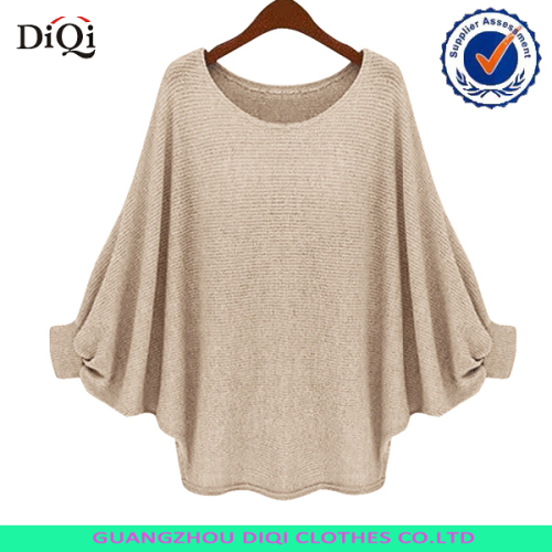 top selling womens batwing pullover sweater ladies loose knitted sweater