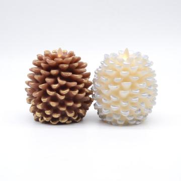 คริสมาสต์ Pinecone LED เทียนแบตเตอรี่ Flameless พร้อมจับเวลา