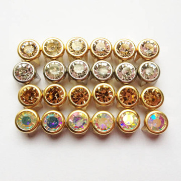 Metal Studs with Glass Stone Centered Embellishment