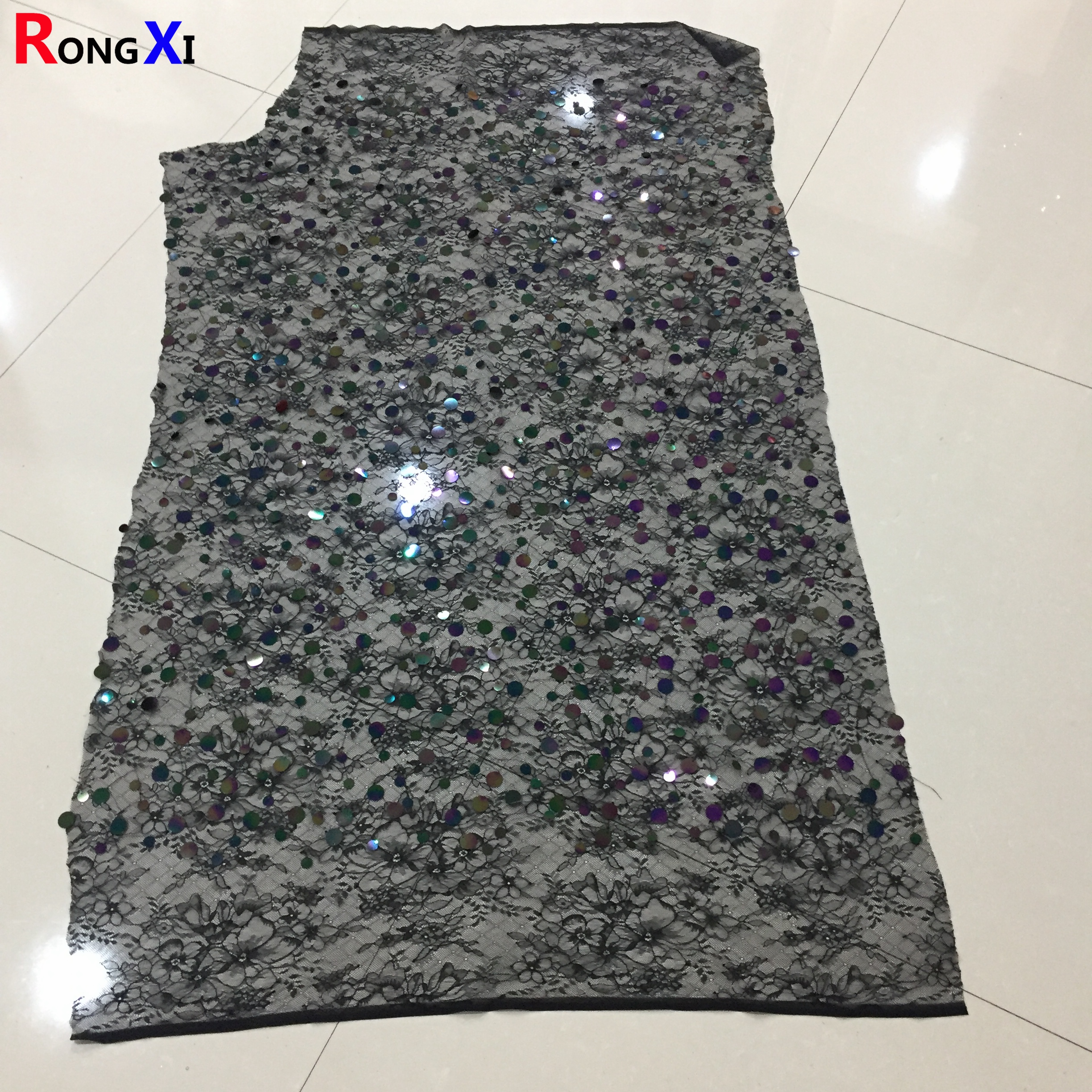 RXF0921 12MM 18MM  Glitter Bag Mesh Sequin Lace Fabric