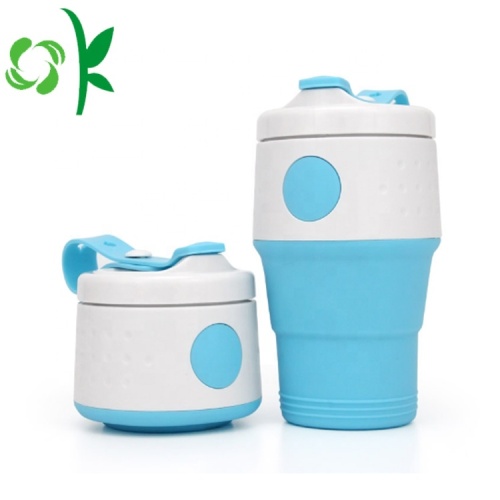 Tasse à eau portable pliante en silicone avec couvercle