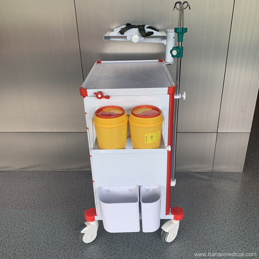 Hospital Adjustable Defibrillator Shelf Emergency Trolley