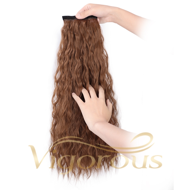 Vigorous Hot Selling High Quality Fiber Wrap Long Ponytail Curly Synthetic Hair Extensions Messy Braid Black