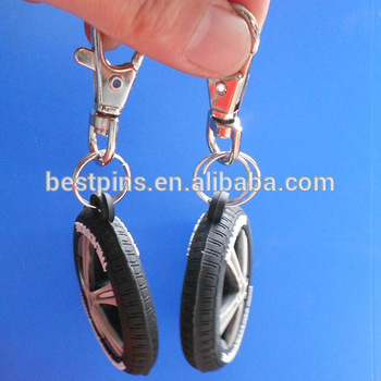 Soft PVC Car Logo Wheel 3D Key Ring