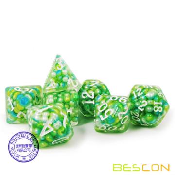 Bescon Olive Pearl Polyhedral Dice Set, Pearl Poly RPG Dice set of 7